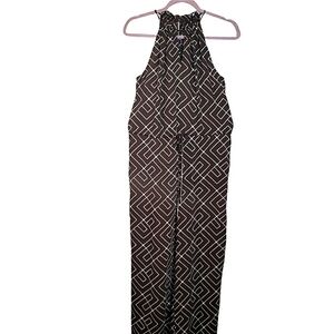 Worthington Geomatic Print  Dressy Palazzo LG Brown  Women's Jumpsuit Size S
